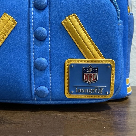 Loungefly X Los Angeles Chargers Mini Backpack LA Bolt Varsity Jacket Style - Picture 3 of 11